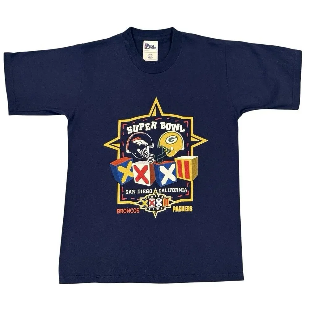 Vintage 1998 Super Bowl XXXII Broncos vs Packers Shirt Youth 14/16 Pro Player US